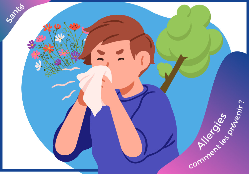 Allergies saisonnieres, un garçon se mouche dans un mouchoir